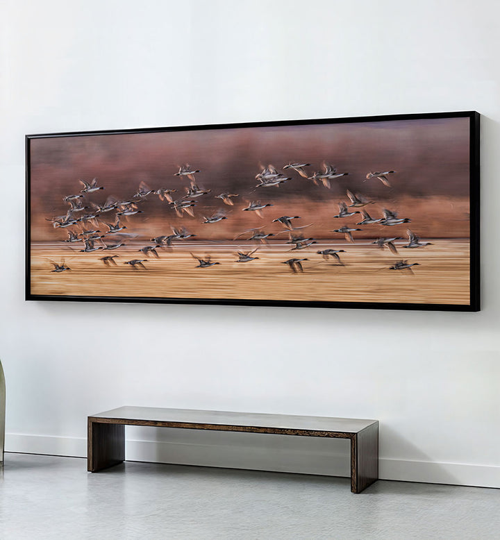 BIRDS TAKING OFF , PANORAMIC ART