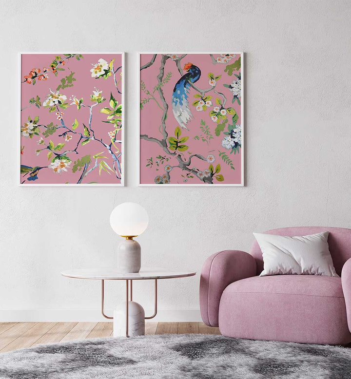BIRDSONG IN BLOOM SET , SET OF 2 PAINTINGS