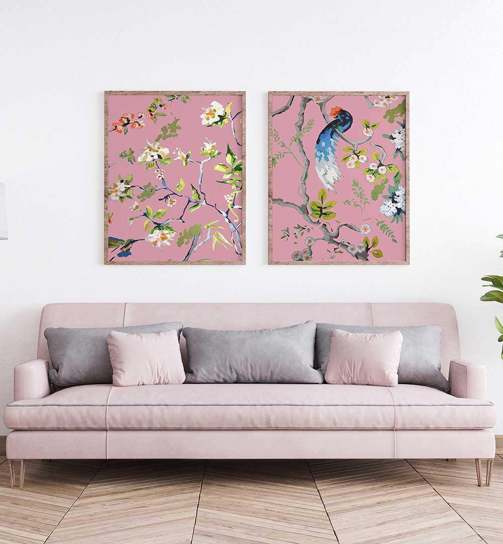 BIRDSONG IN BLOOM SET , SET OF 2 PAINTINGS