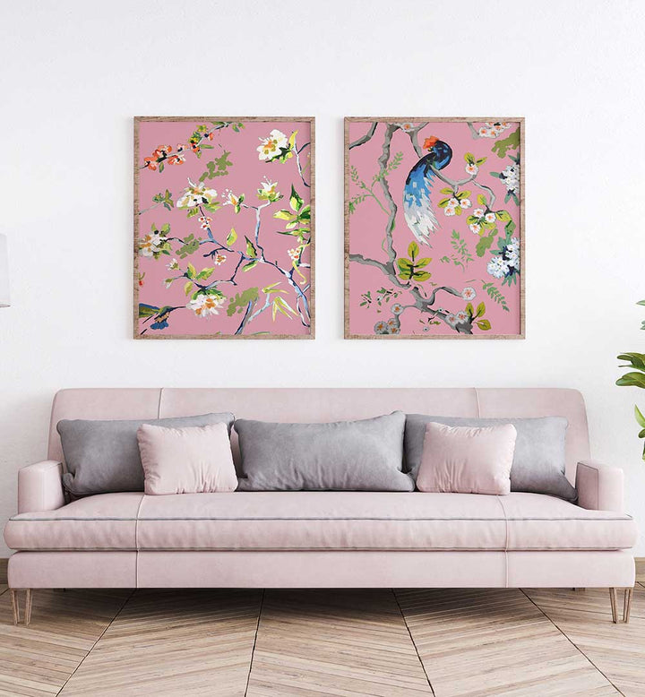 BIRDSONG IN BLOOM SET , SET OF 2 PAINTINGS