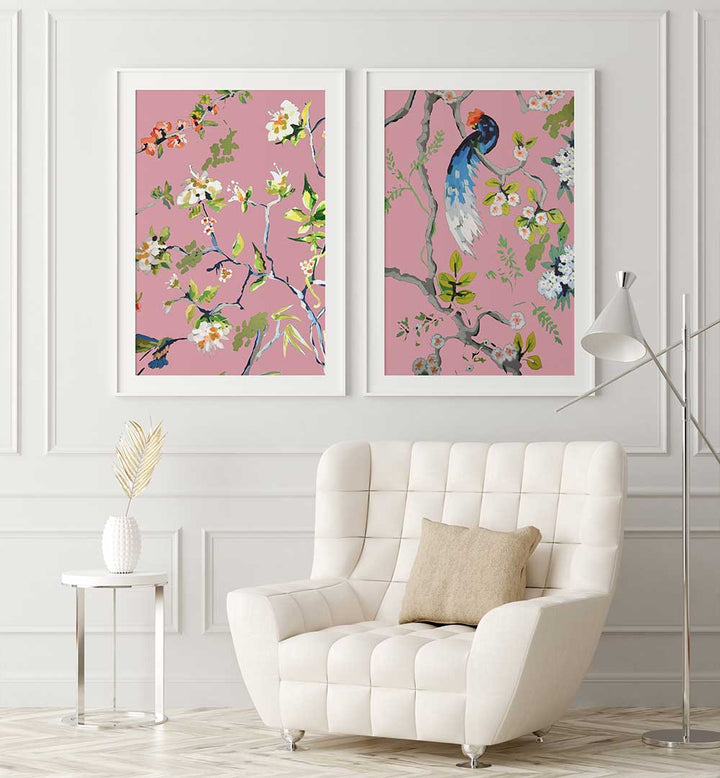 BIRDSONG IN BLOOM SET , SET OF 2 PAINTINGS