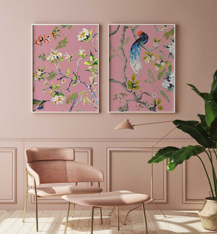 BIRDSONG IN BLOOM SET , SET OF 2 PAINTINGS