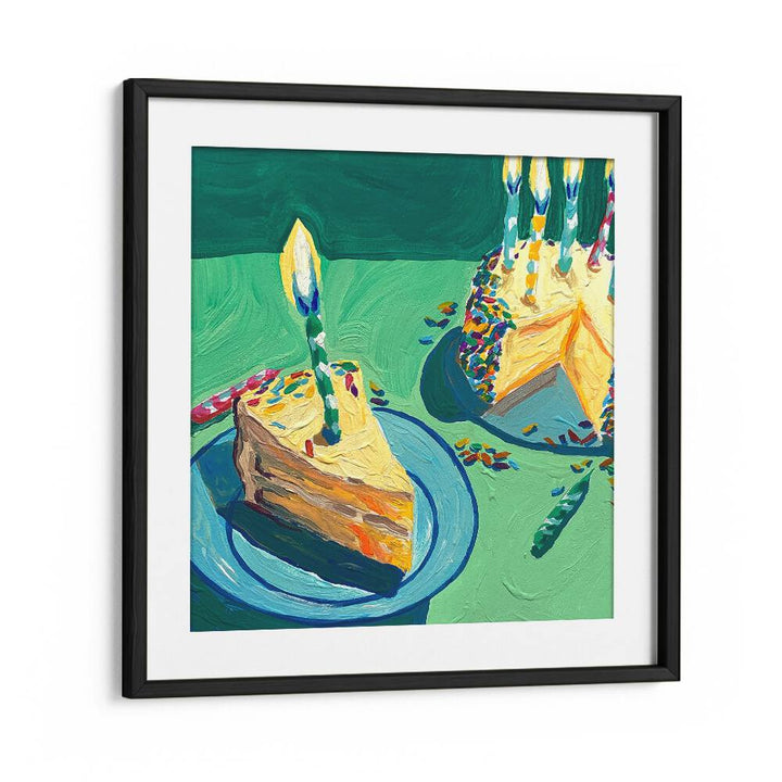 Birthday Cake By Key And Sea Creative Kitchen Artwork in Black Frame With Mount