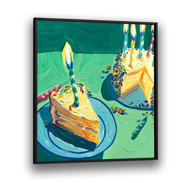 Birthday Cake By Key And Sea Creative Kitchen Artwork in Black Plain Frame