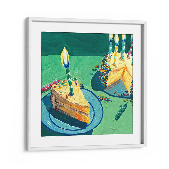 Birthday Cake By Key And Sea Creative Kitchen Artwork in White Frame With Mount