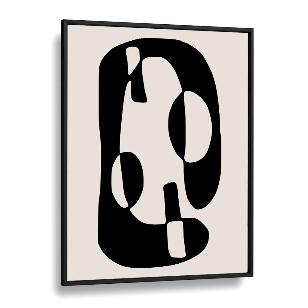 Black And Beige I By Preayna Abstract Art Paintings in Black Plain Frame