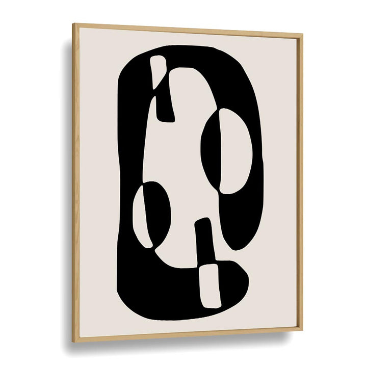 Black And Beige I By Preayna Abstract Art Paintings in Oak Wood Plain Frame