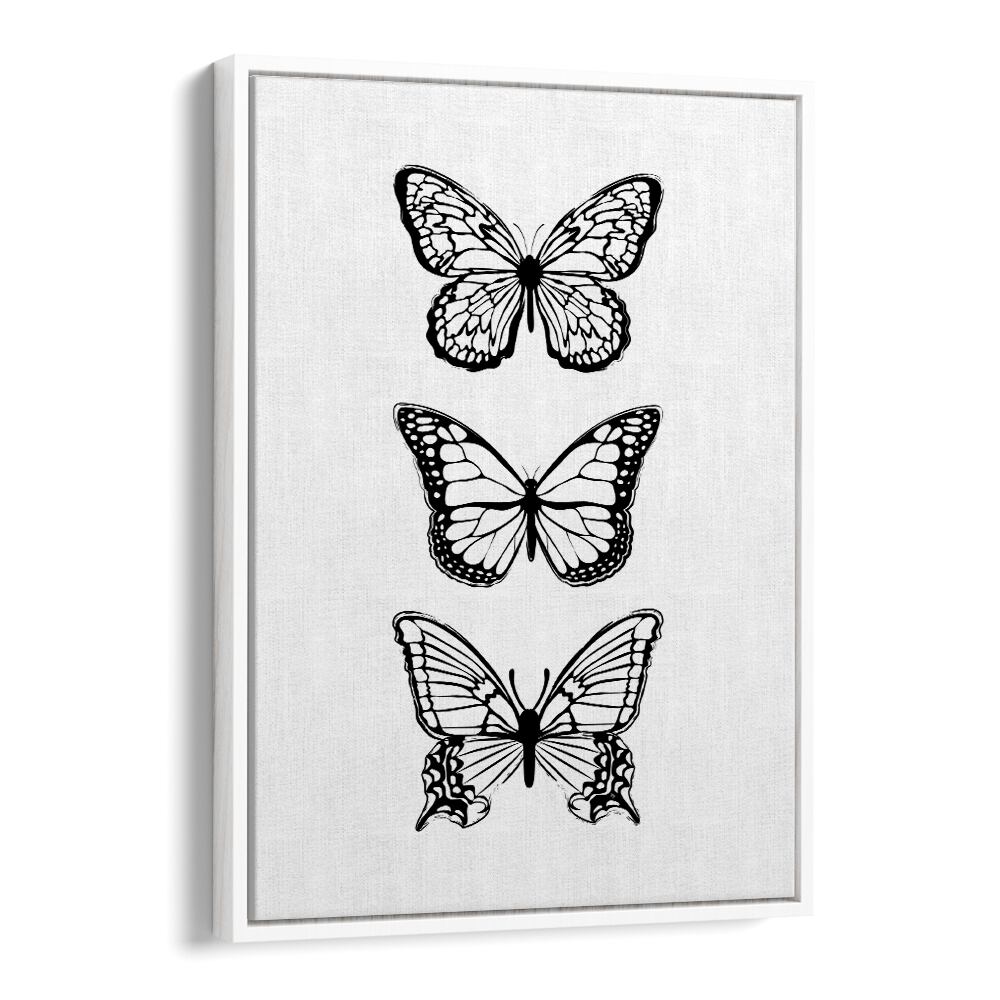 Black Butterflies by Martina Fashion Paintings Fashion Posters in White Floater Frame