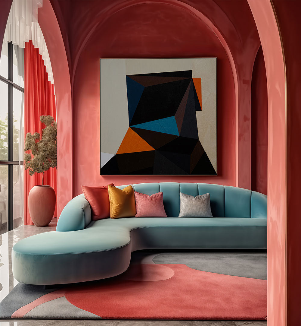 BLACK HEAD II , GEOMETRIC ART PRINTS