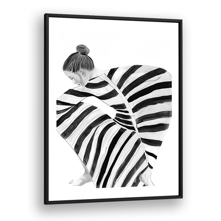 Black Moon  Women Illustrations paintings in Black Plain Frame