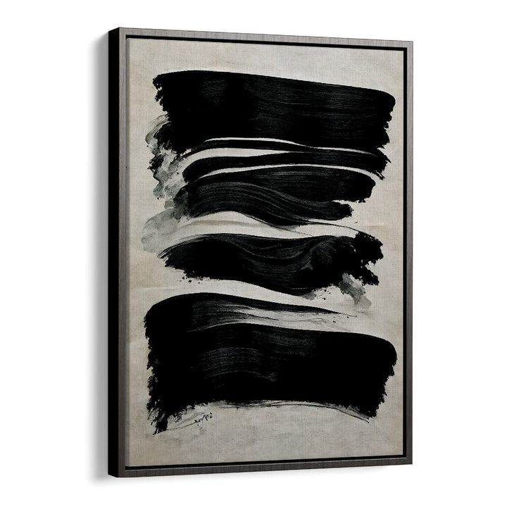 Black Strokes by Treechild Abstract Art Prints in Black Floater Frame