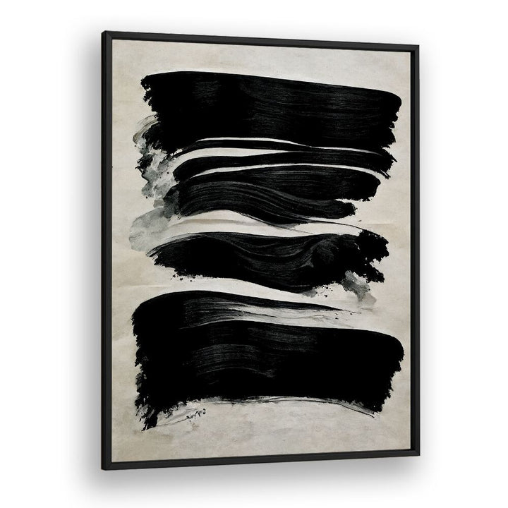 Black Strokes by Treechild Abstract Art Prints in Black Plain Frame