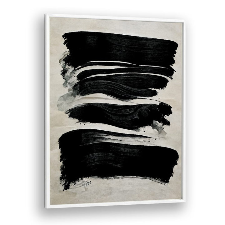 Black Strokes by Treechild Abstract Art Prints in White Plain Frame