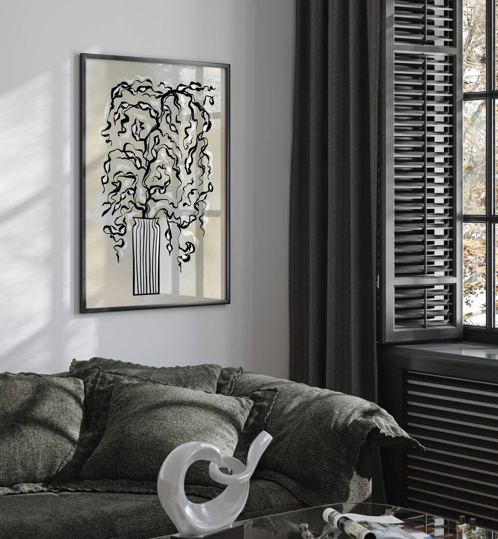 Black Twigs by Martina Botanical Art Prints placed on wall 