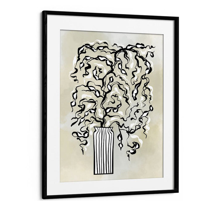 Black Twigs by Martina Botanical Art Prints in Black Frame With Mount