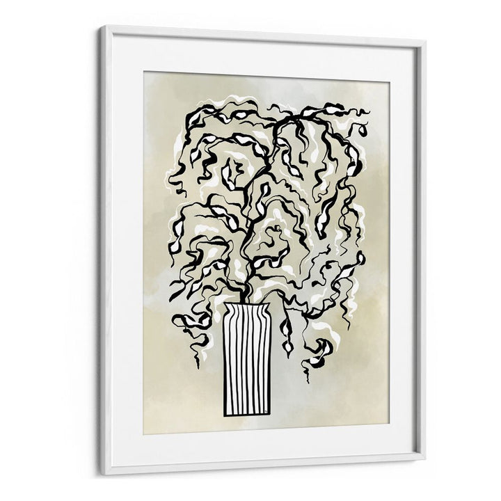 Black Twigs by Martina Botanical Art Prints in White Frame With Mount