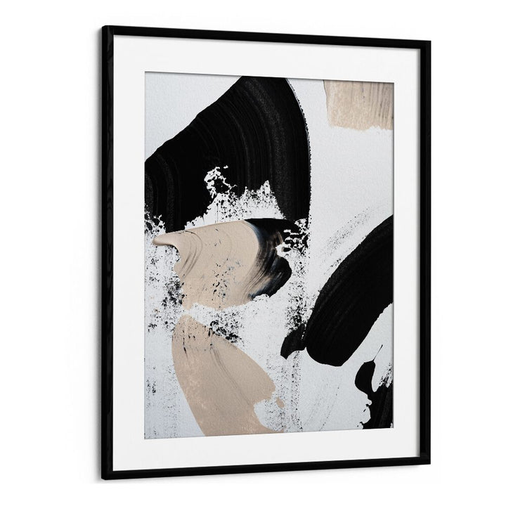 Black and Nude ii by Uplus Me Studio Abstract Art Abstract Paintings in Black Frame With Mount