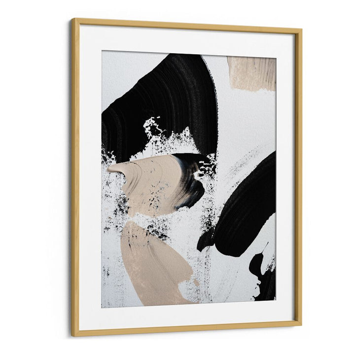 Black and Nude ii by Uplus Me Studio Abstract Art Abstract Paintings in Oak Wood Frame With Mount