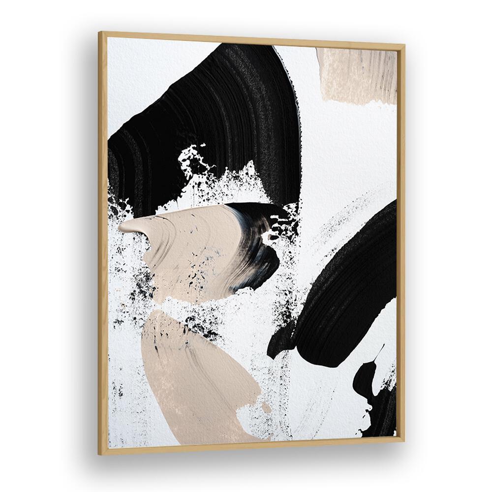 Black and Nude ii by Uplus Me Studio Abstract Art Abstract Paintings in Oak Wood Plain Frame