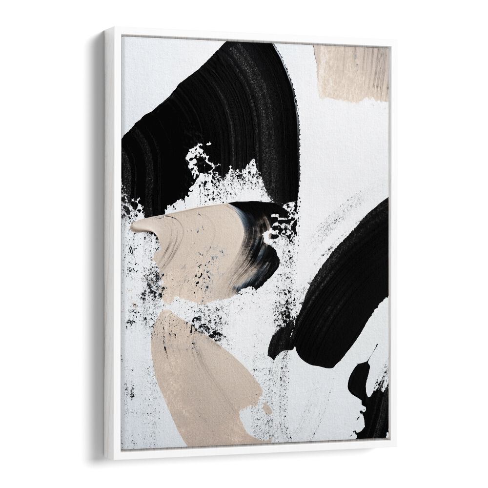 Black and Nude ii by Uplus Me Studio Abstract Art Abstract Paintings in White Floater Frame