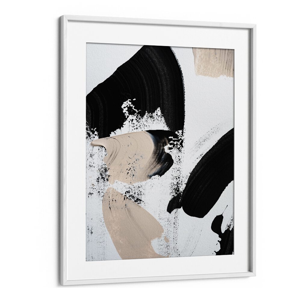 Black and Nude ii by Uplus Me Studio Abstract Art Abstract Paintings in White Frame With Mount