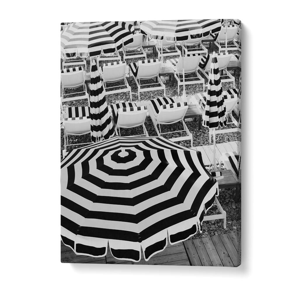 Black and White Beach Umbrellas I By Grace Digital Art Co Beach Prints in Gallery Wrap