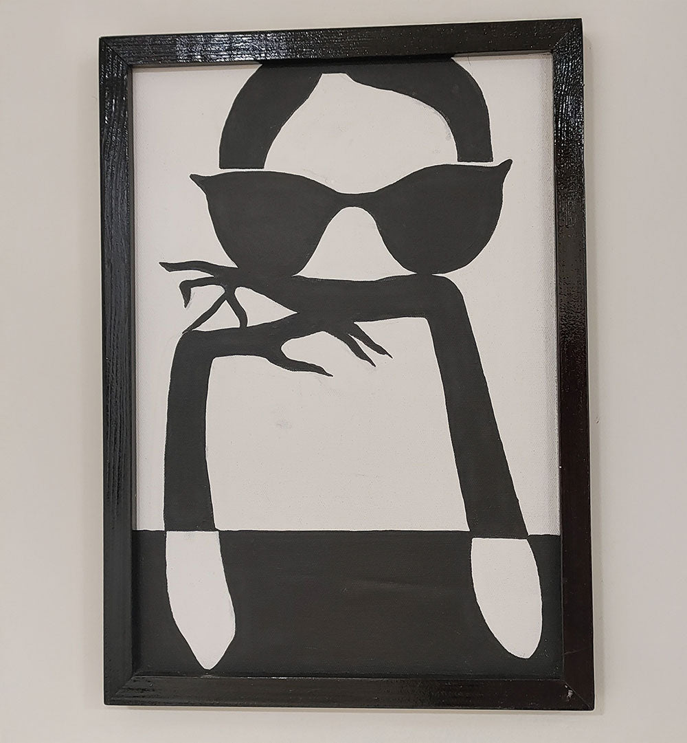 BLACK AND WHITE GLAM LADY , HANDMADE ARTWORKS