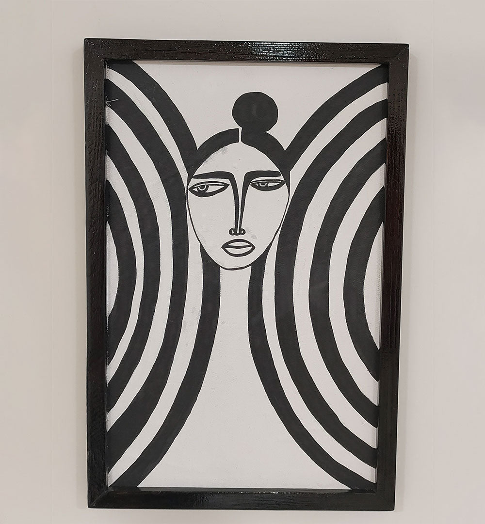 BLACK AND WHITE LADY OF THE DRAPES , HANDMADE ARTWORKS