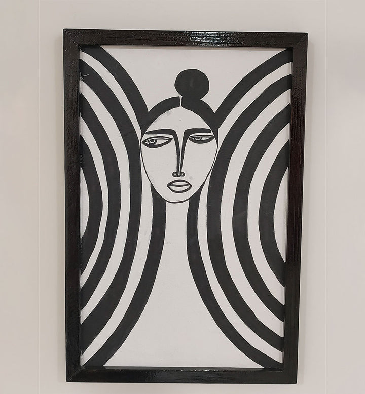 BLACK AND WHITE LADY OF THE DRAPES , HANDMADE ARTWORKS