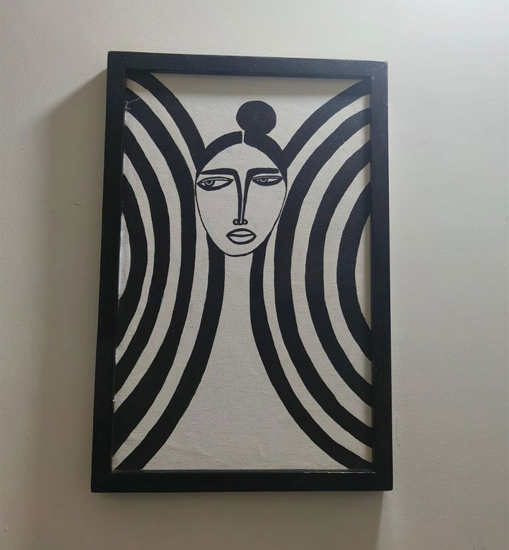 BLACK AND WHITE LADY OF THE DRAPES , HANDMADE ARTWORKS