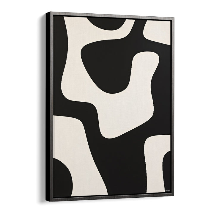 Black and White Pattern Stripes  II Abstract Paintings Abstract Art Prints in Black Floater Frame