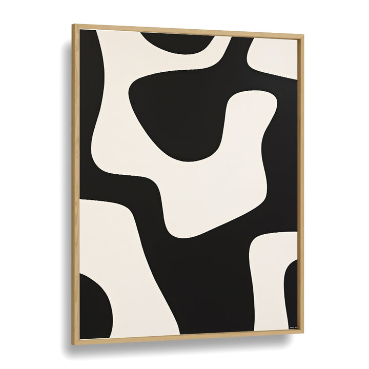 Black and White Pattern Stripes  II Abstract Paintings Abstract Art Prints in Oak Wood Plain Frame