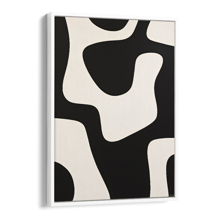 Black and White Pattern Stripes  II Abstract Paintings Abstract Art Prints in White Floater Frame