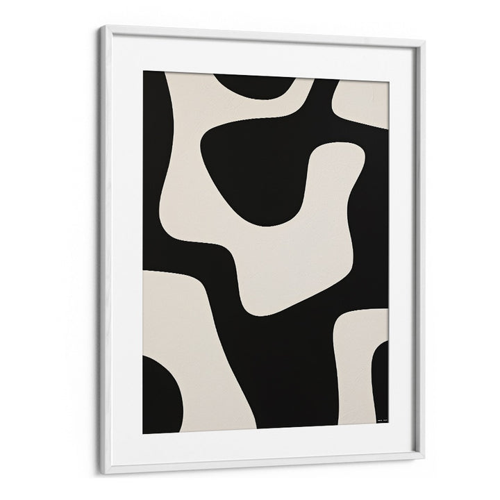 Black and White Pattern Stripes  II Abstract Paintings Abstract Art Prints in White Frame With Mount