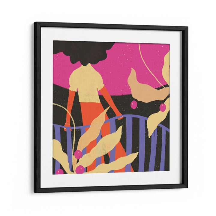 Waiting by Shriya Bhattacharya Art Prints in Black Frame With Mount