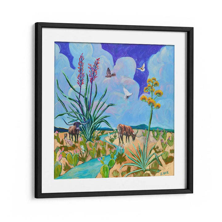 Eleanor Baker painting - WEST TEXAS LONGHORN CENTURY PLANT PRINT by Asianmonk