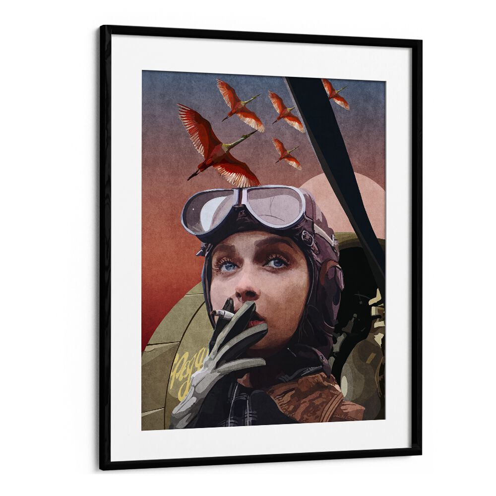 kitchen painting - WOMAN PILOT SMOKE BY EMEL TUNABOYLU by Asianmonk