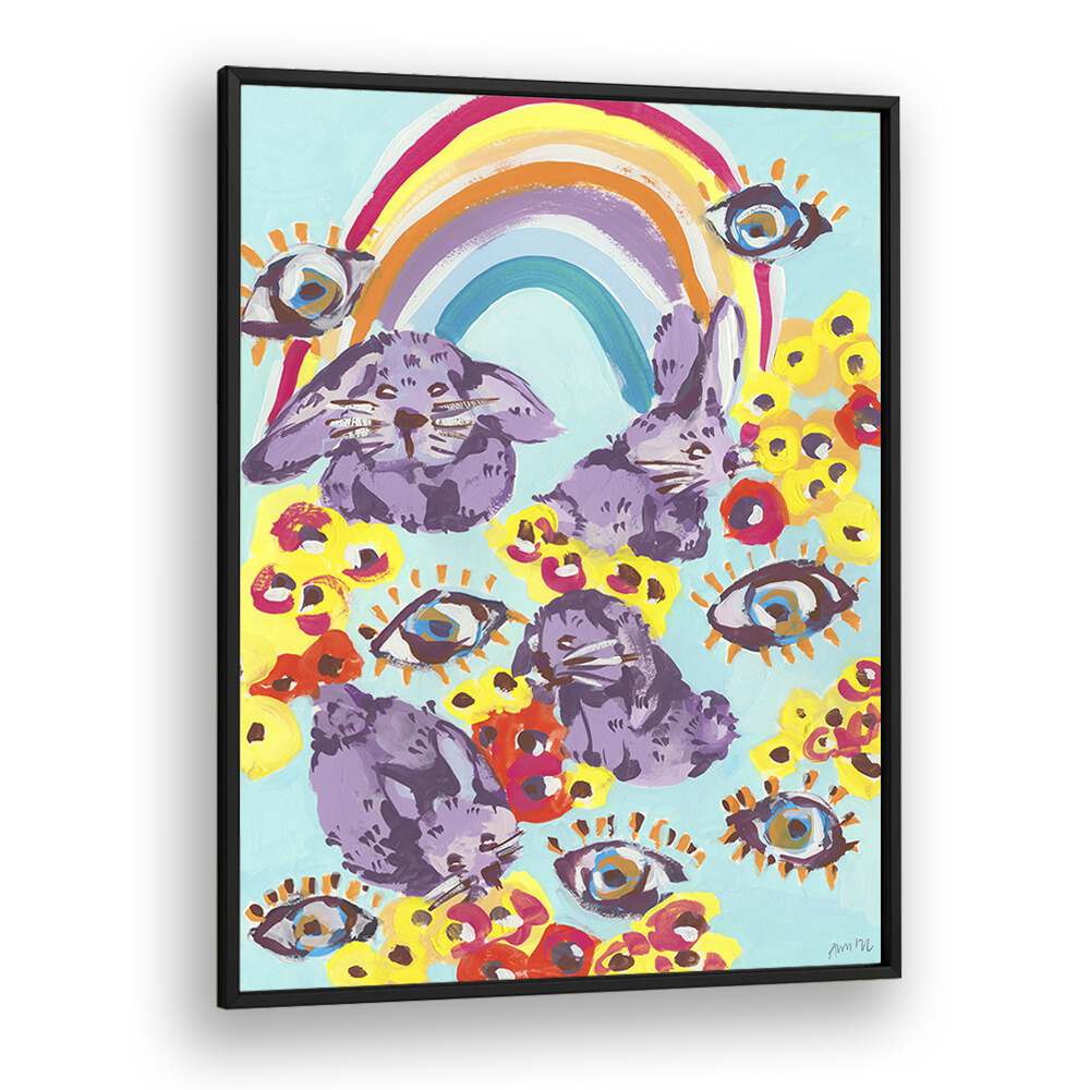 Quotes painting - VIOLET BUNNIES HAVING FUN BY ANIA ZWARA by Asianmonk