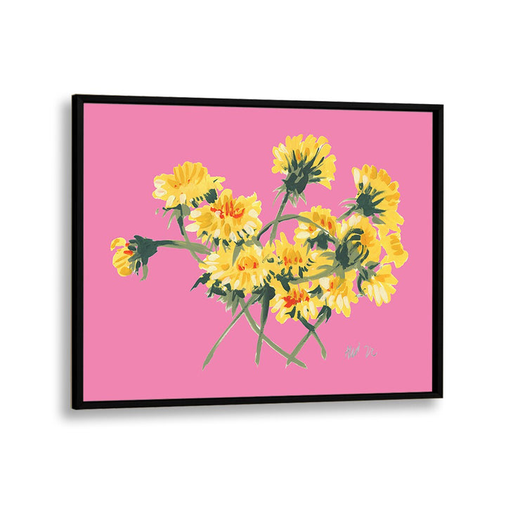 Ania Zwara painting - YELLOW DANDELIONS ON PINK by Asianmonk