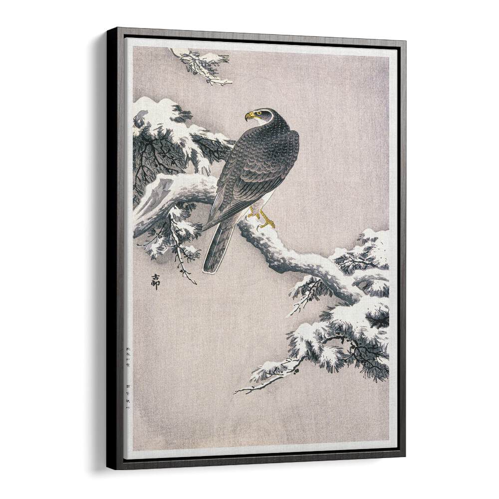 GOSHAWK ON SNOW-COVERED PINE BOUGH BY OHARA KOSON (1877–1945)