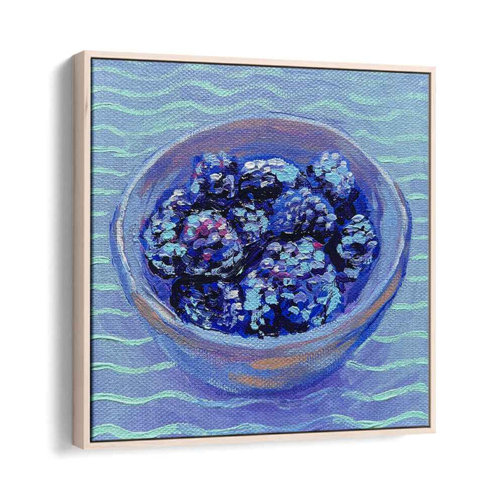 Blackberries By Key And Sea Creative Bar and Cafe Artwork in Oak Wood Floater Frame