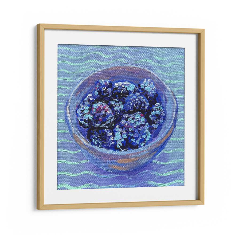 Blackberries By Key And Sea Creative Bar and Cafe Artwork in Oak Wood Frame With Mount