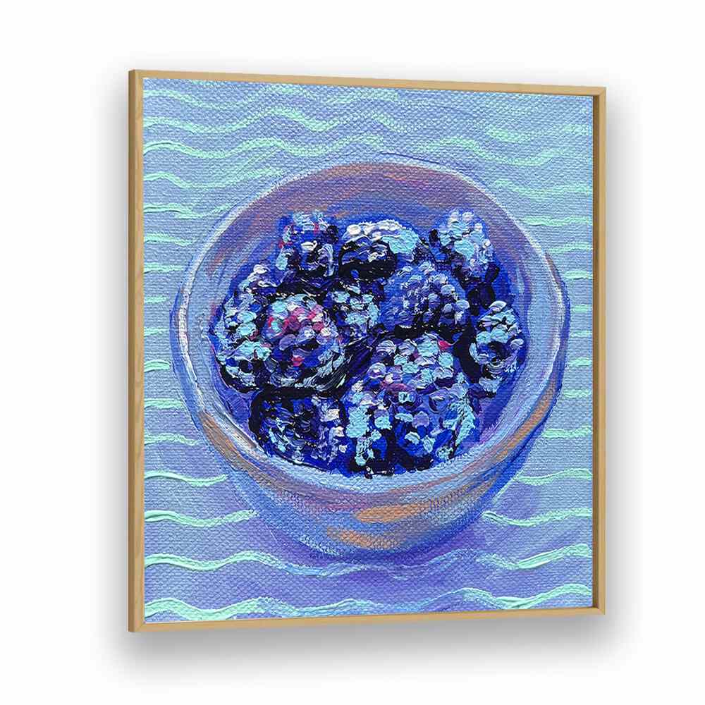 Blackberries By Key And Sea Creative Bar and Cafe Artwork in Oak Wood Plain Frame