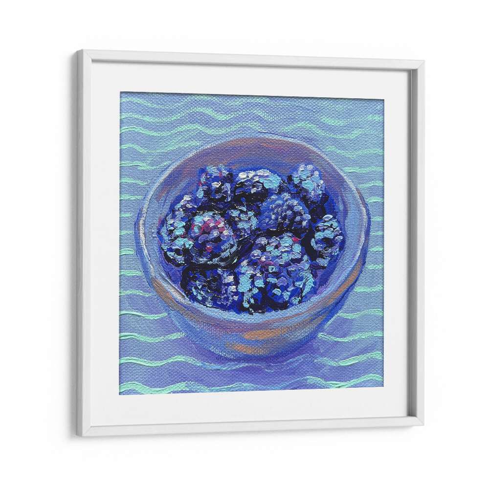 Blackberries By Key And Sea Creative Bar and Cafe Artwork in White Frame With Mount