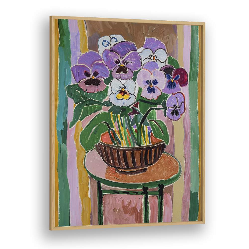 Bloom Ballet Maximalist Prints Vibrant Colourful Wallart in Oak Wood Plain Frame