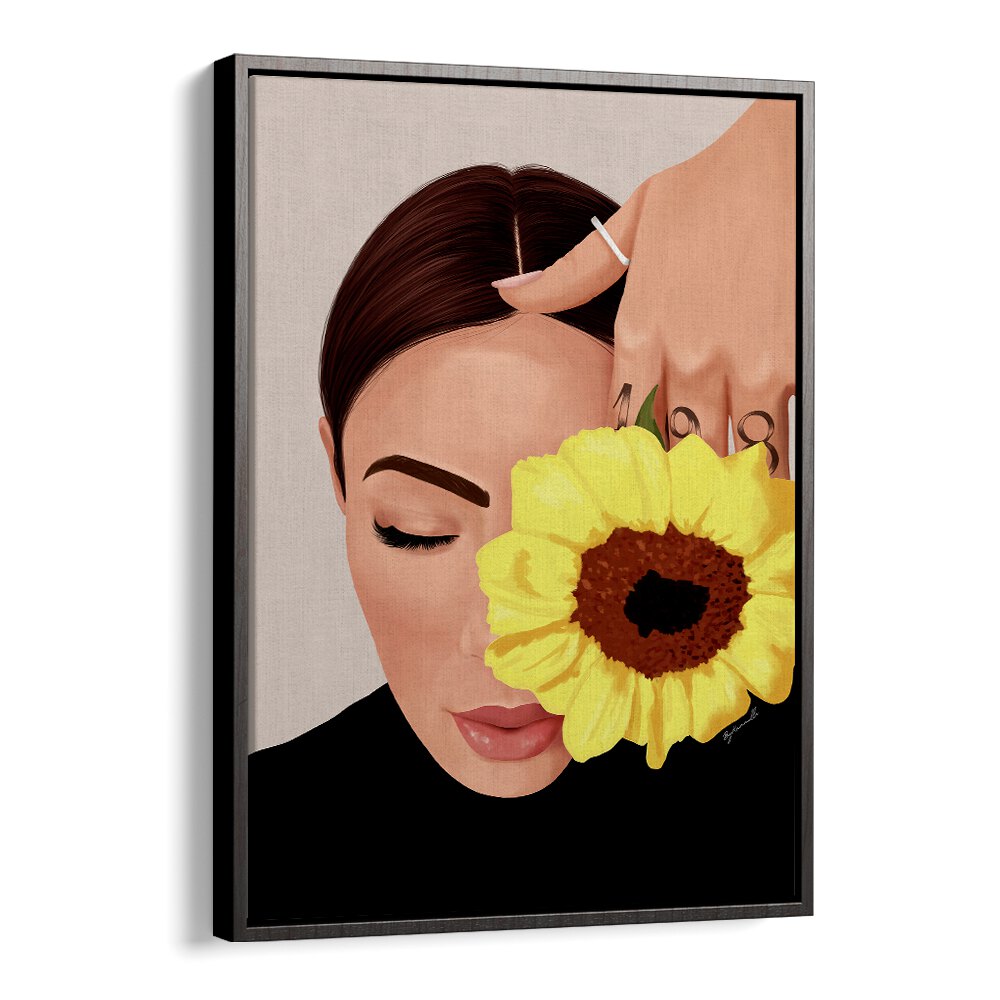 Bloom Portraits And Figurative Illustrations in Black Floater Frame