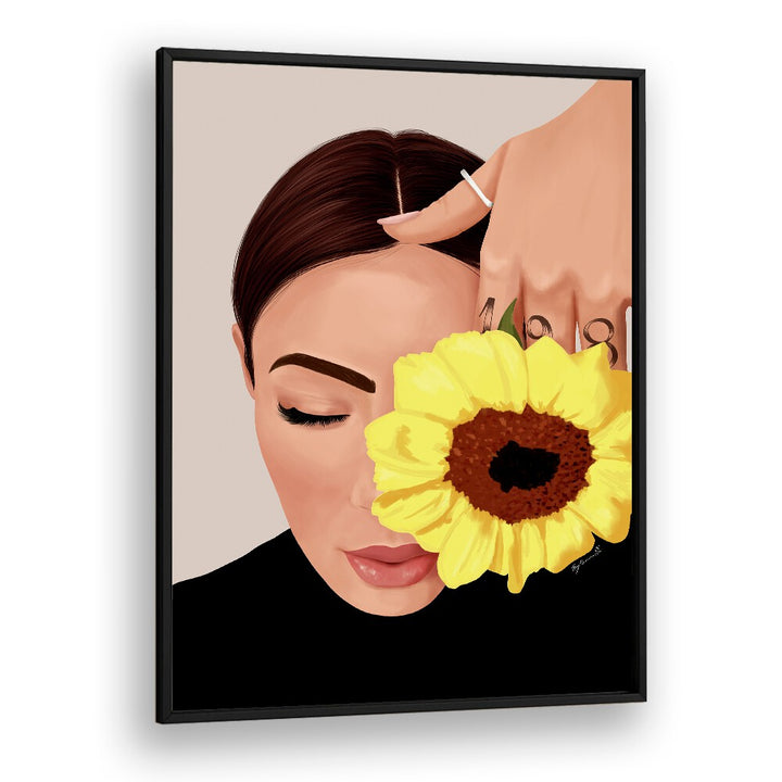 Bloom Portraits And Figurative Illustrations in Black Plain Frame