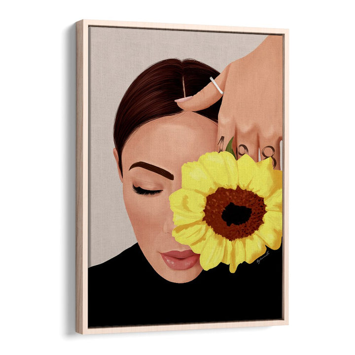 Bloom Portraits And Figurative Illustrations in Oak Wood Floater Frame