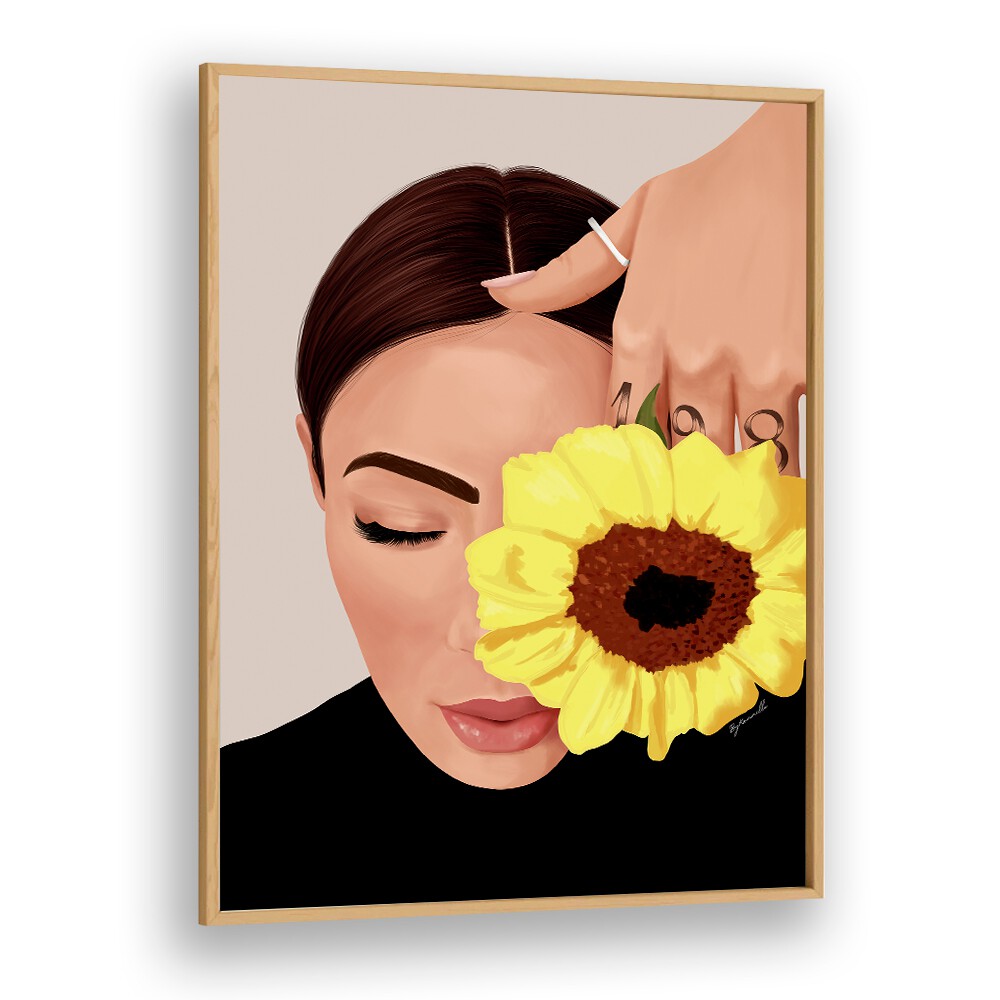 Bloom Portraits And Figurative Illustrations in Oak Wood Plain Frame