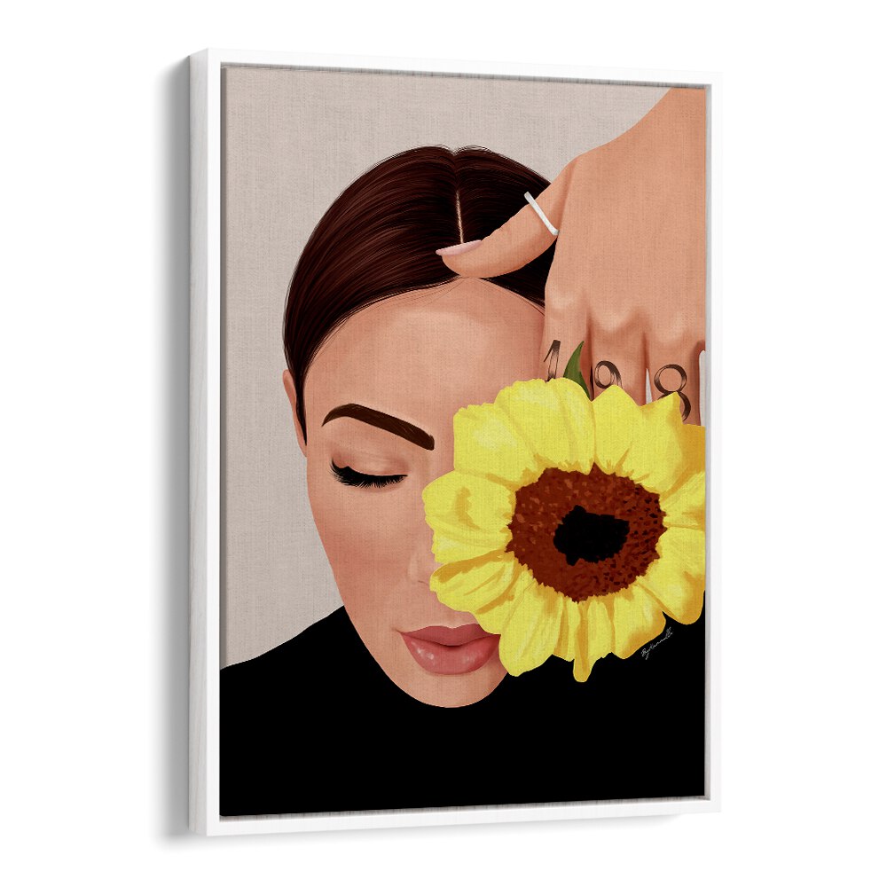 Bloom Portraits And Figurative Illustrations in White Floater Frame